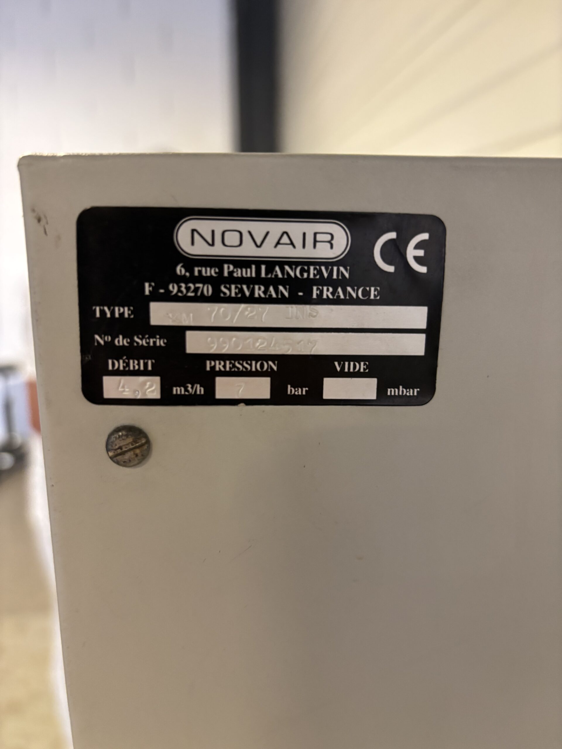 Compresseur Novair XM 70/27 INS Occasion – Image 4